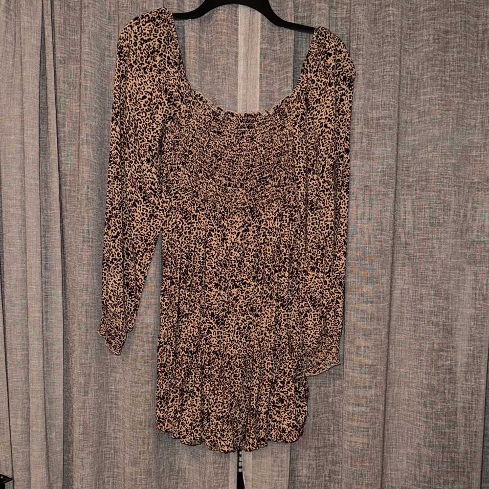 Love, Fire Animal Print Long Sleeve Dress